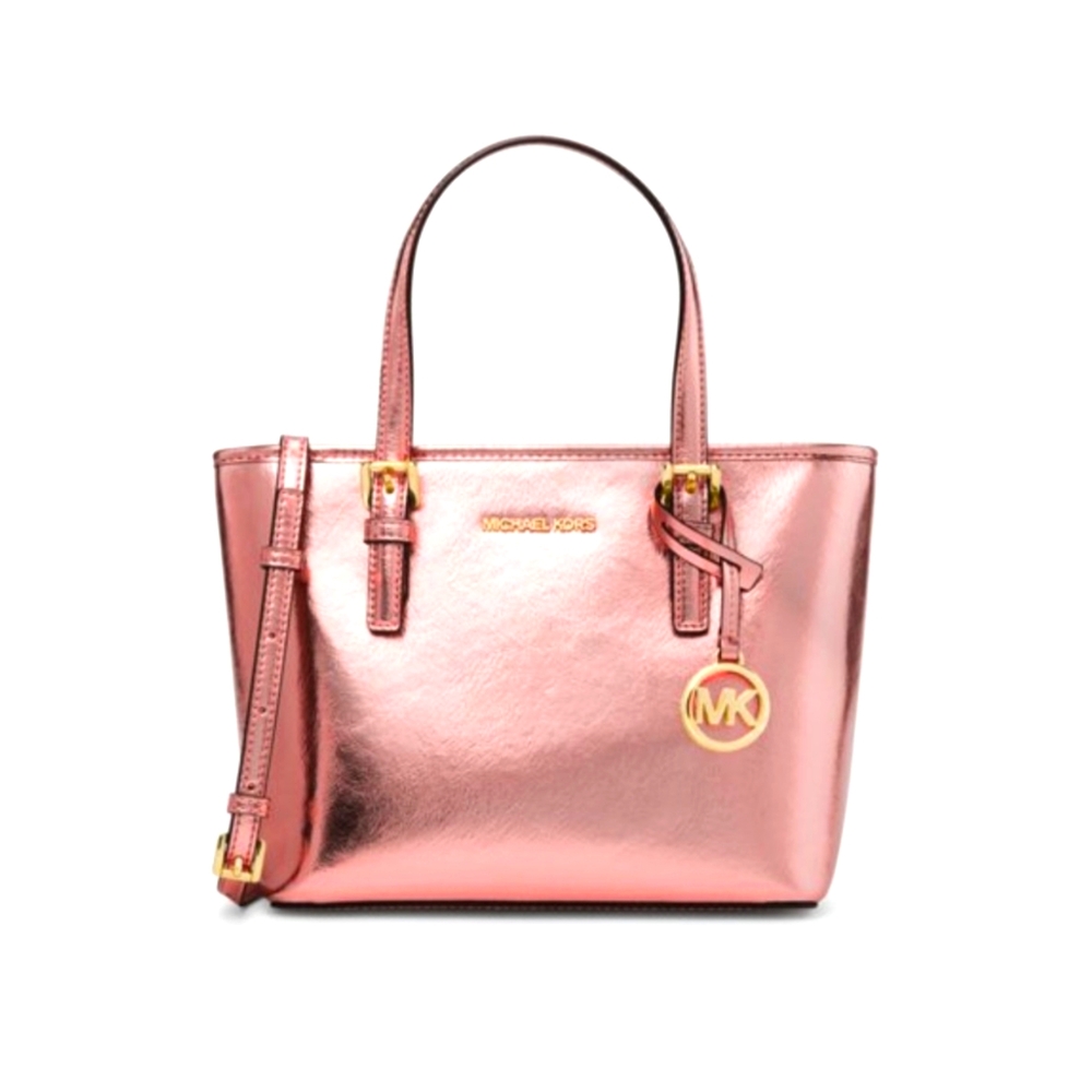 NWT MICHAEL KORS Jet Set Metallic Extra Small Tote Primrose